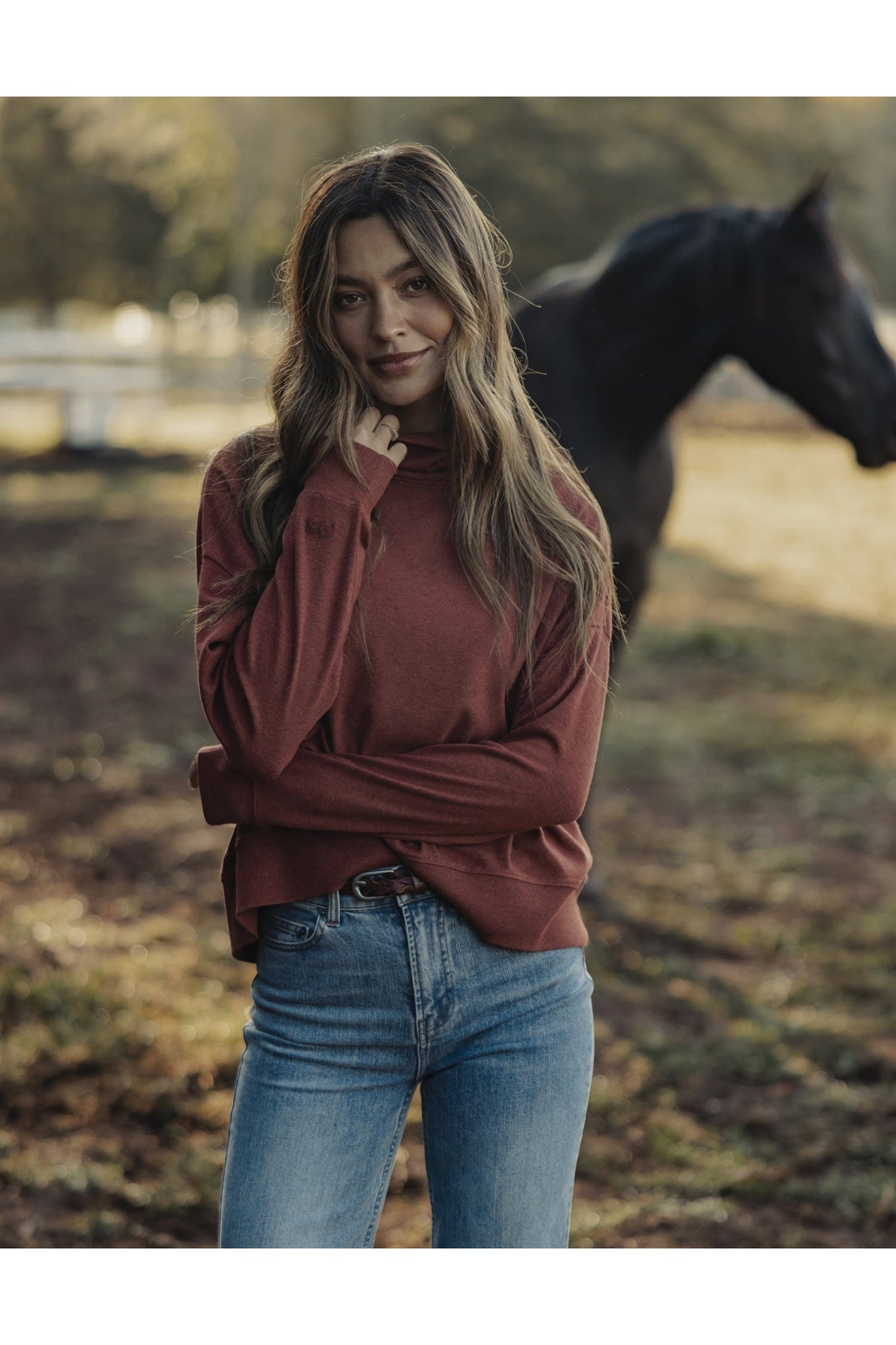 Women | Puremeso Funnel Neck Pullover | Terracotta