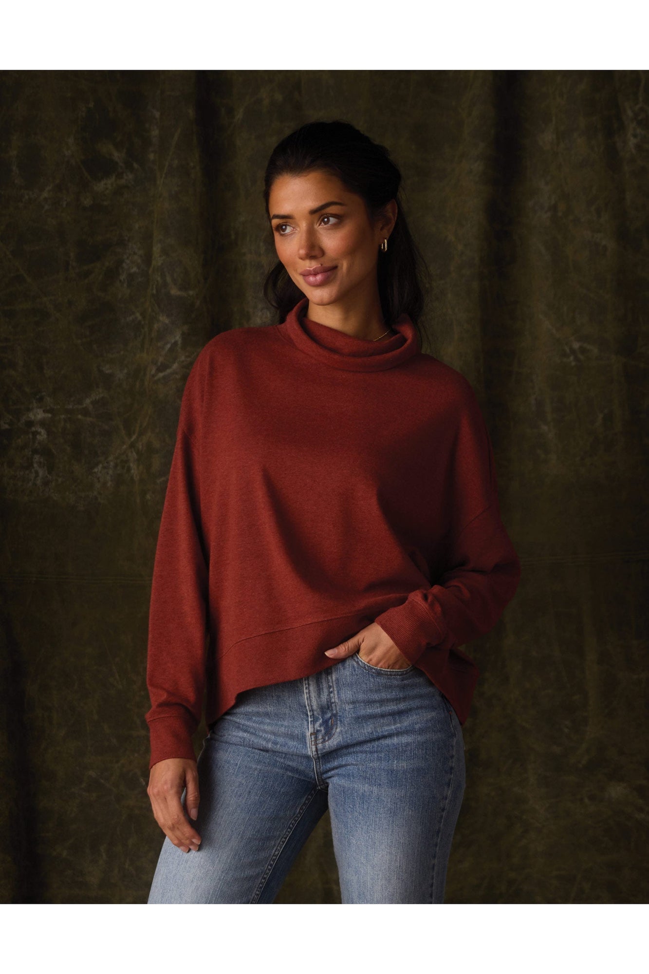 Women | Puremeso Funnel Neck Pullover | Terracotta