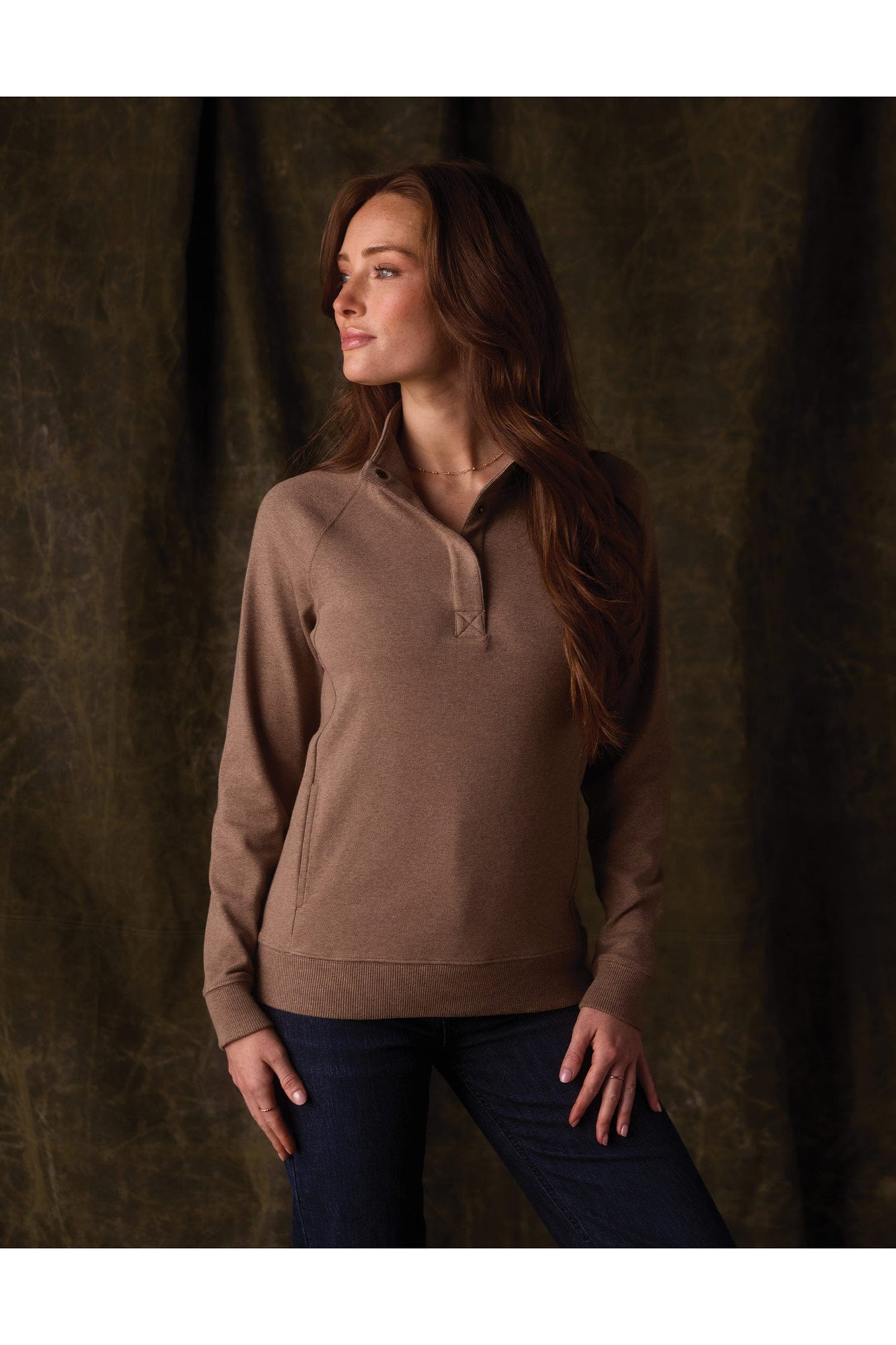 Women | Puremeso Weekend Snap Pullover | Taupe