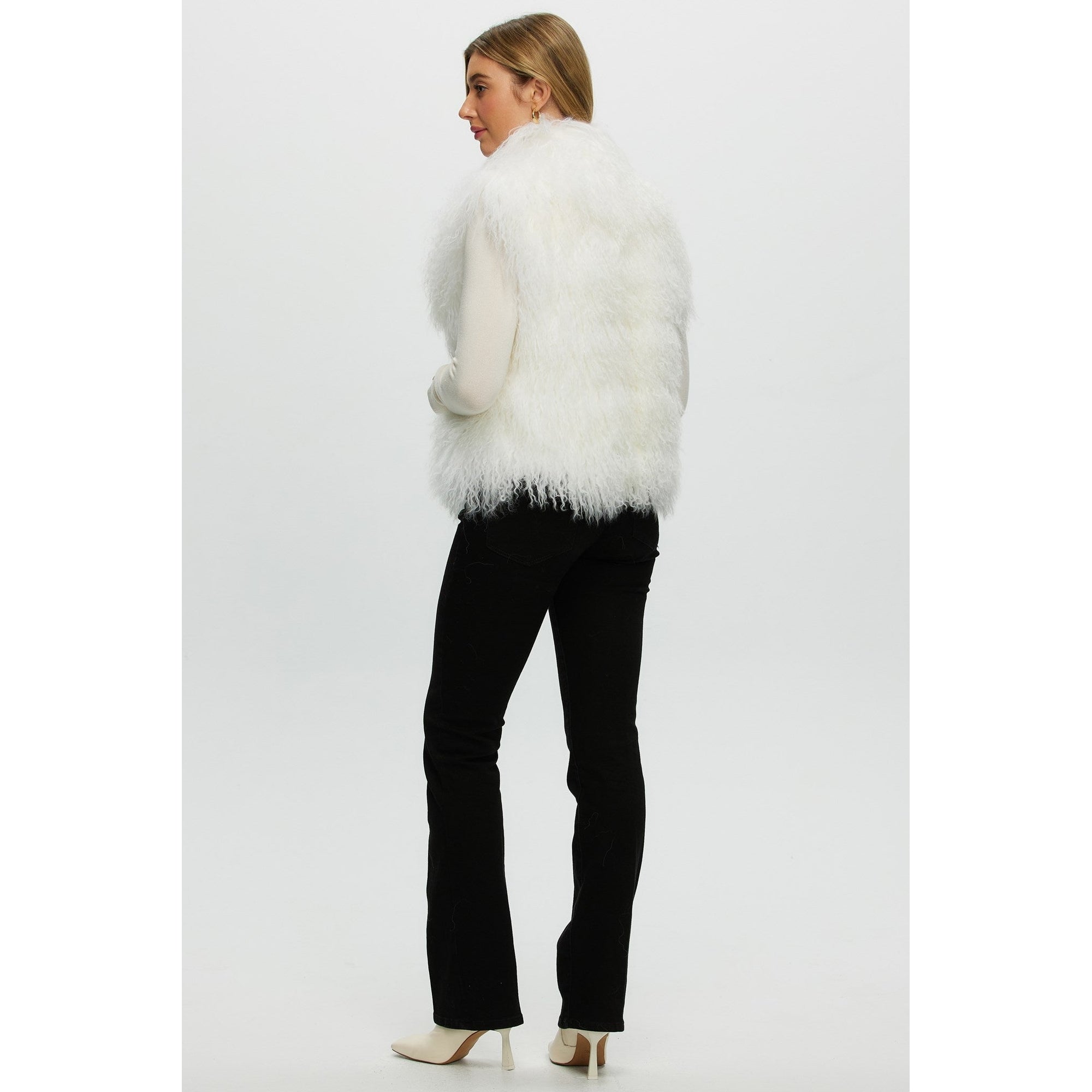 Women | Select Mongolian Lamb Vest | White