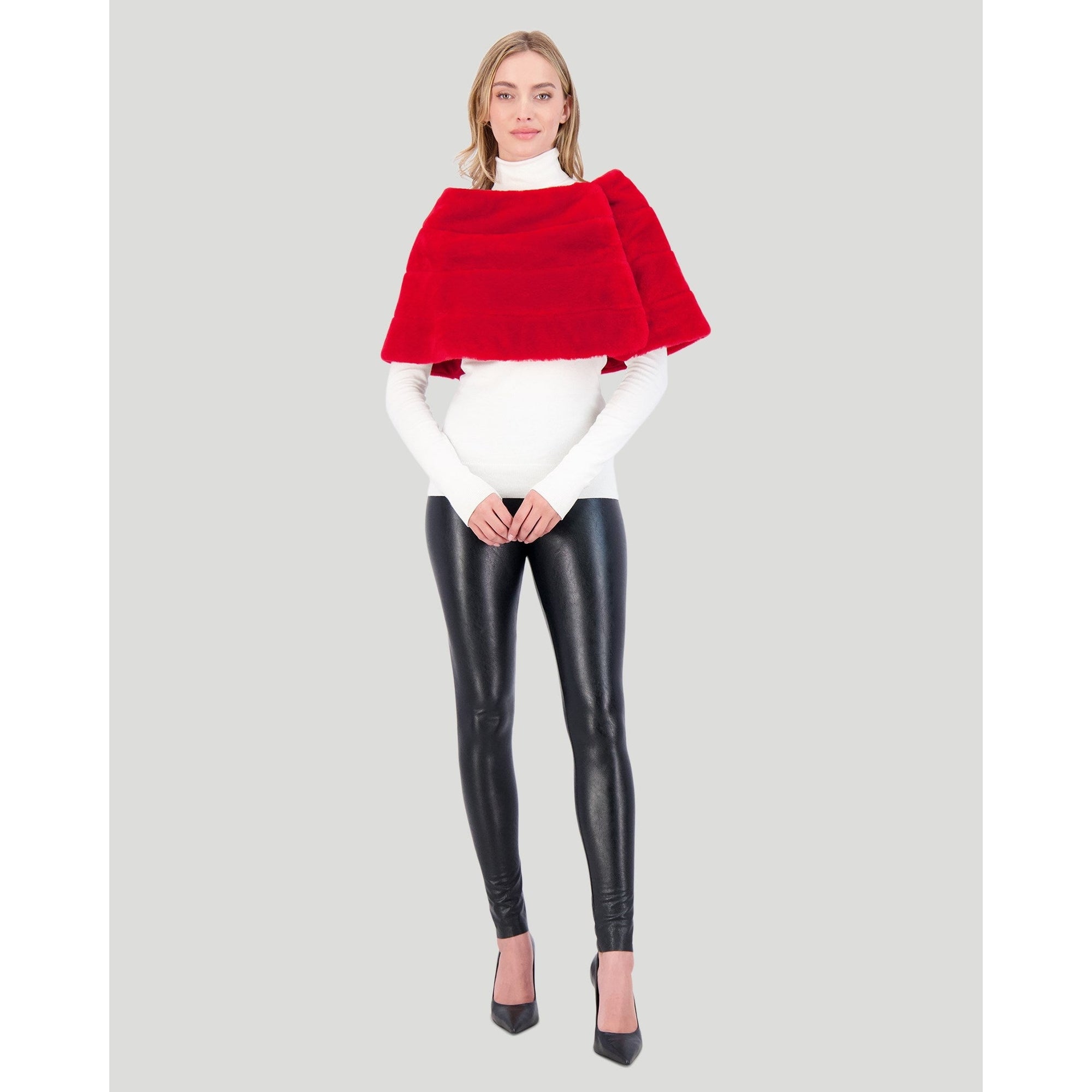 Women | Select Shearling Lamb Capelet | Red