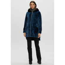 Women | Shearling Lamb Parka | Blue