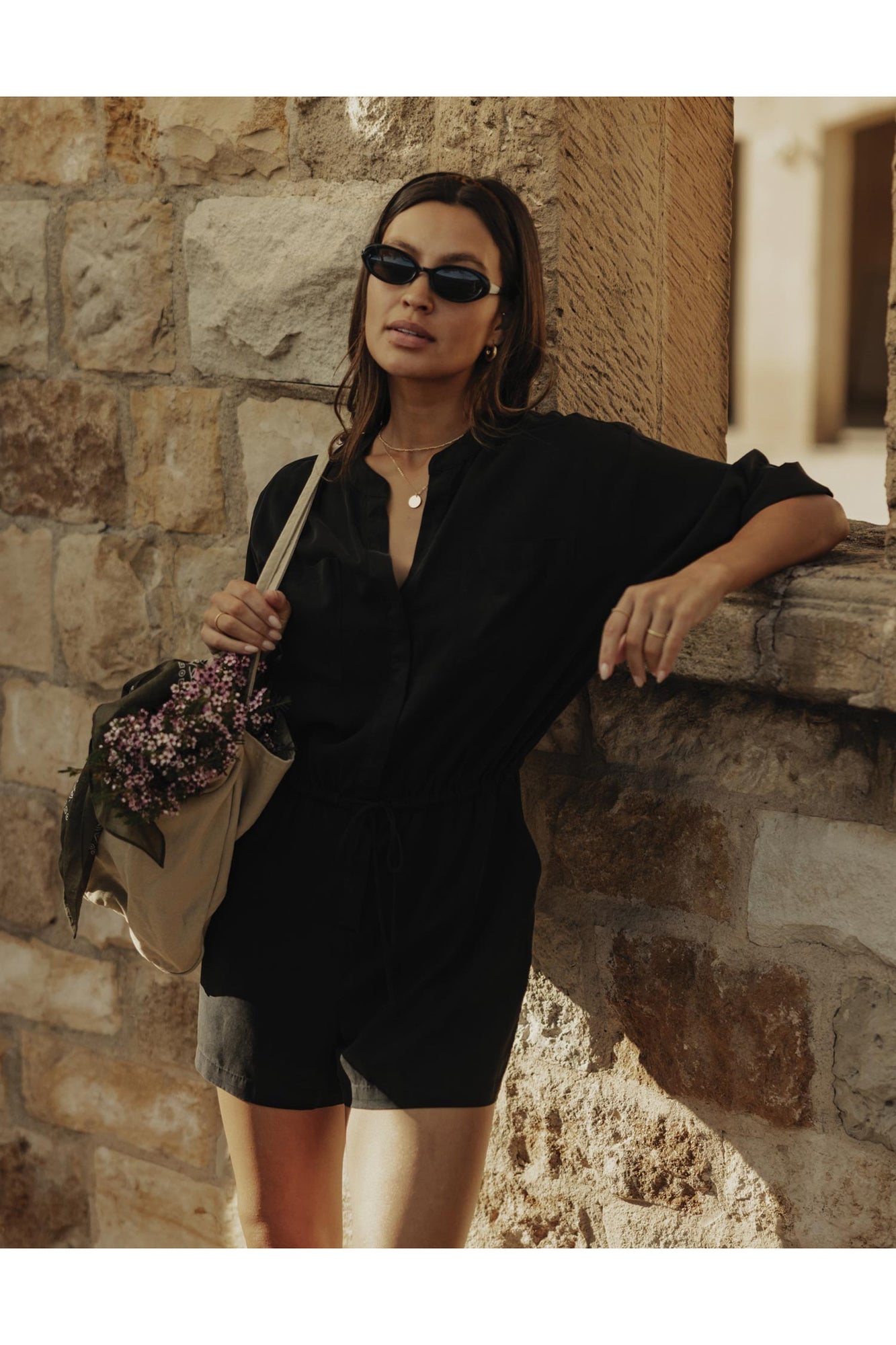 Women | Sueded Costa Romper | Black