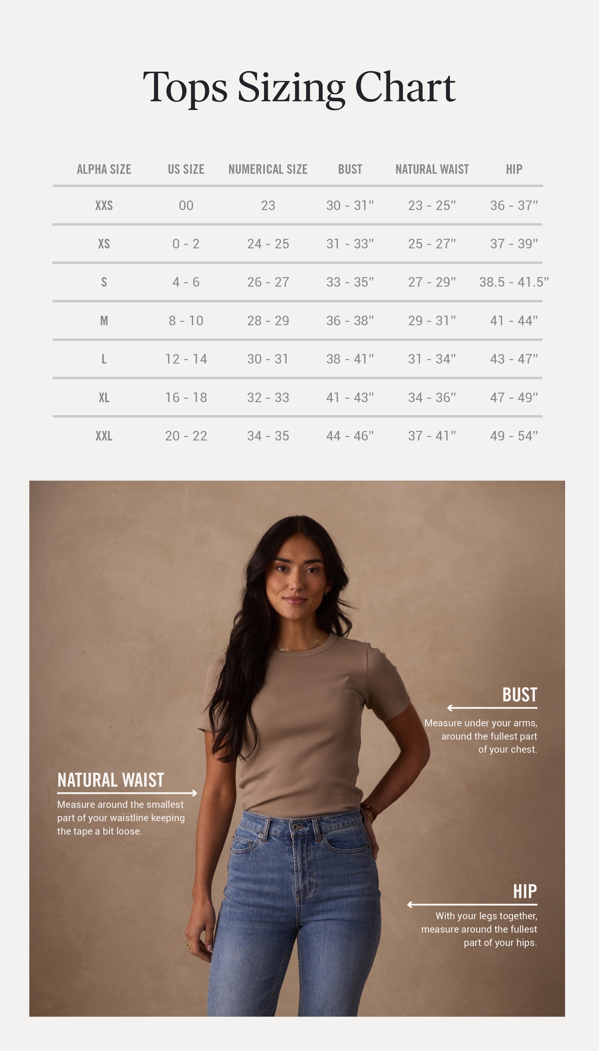 Product size guide