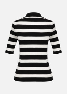 Wool Knit Top | Black Stripes
