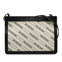 Balenciaga | Pre-Owned All Over Logo Navy Pochette S | WhiteBlack