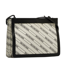 Balenciaga | Pre-Owned All Over Logo Navy Pochette S | WhiteBlack