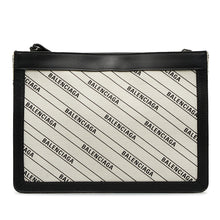 Balenciaga | Pre-Owned All Over Logo Navy Pochette S | WhiteBlack