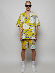 Men | VALENTINO | Peony Print Bermuda Short | Yellow Purple & White