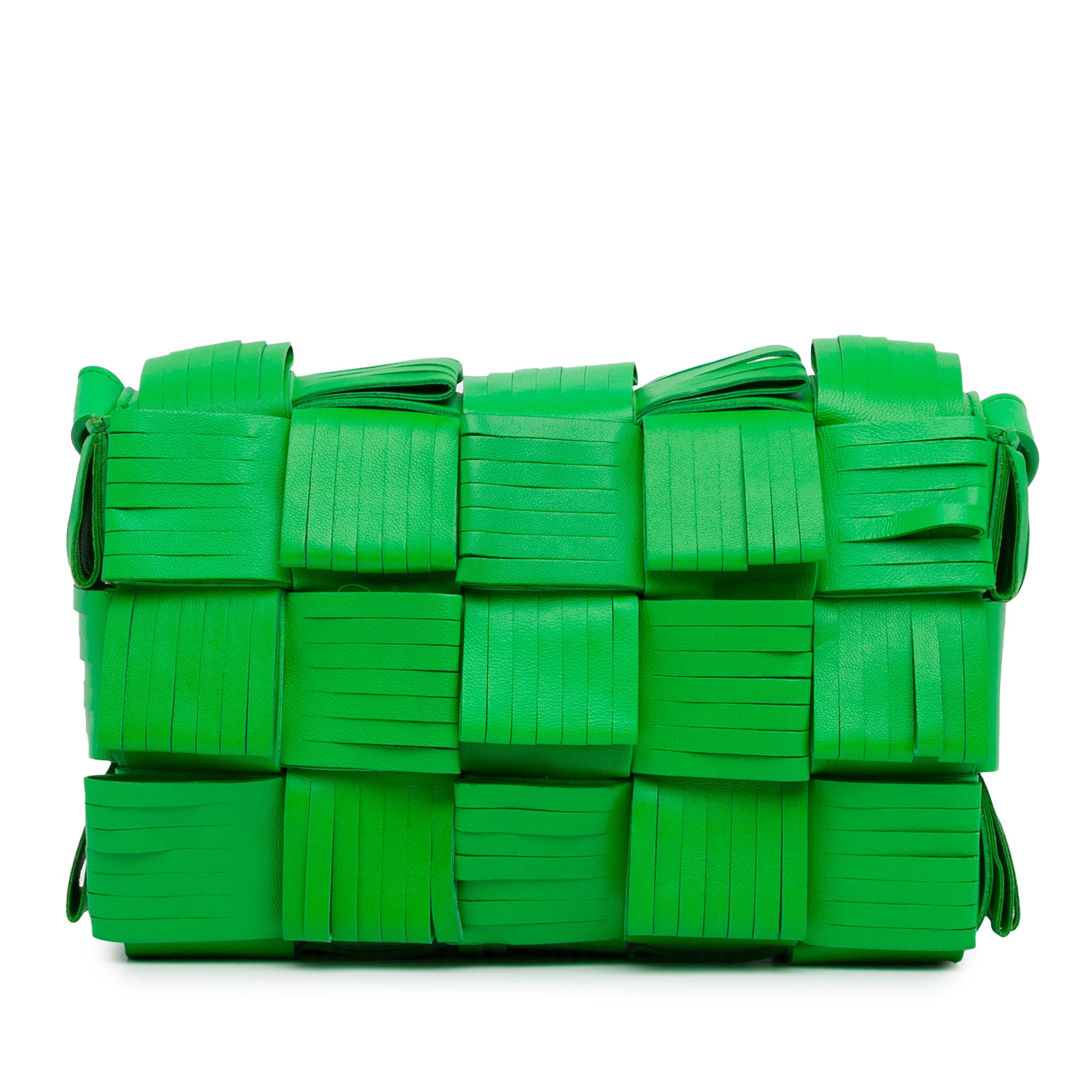 Bottega Veneta | Pre-Owned Nappa Intrecciato Fringed Cassette Crossbody | Green