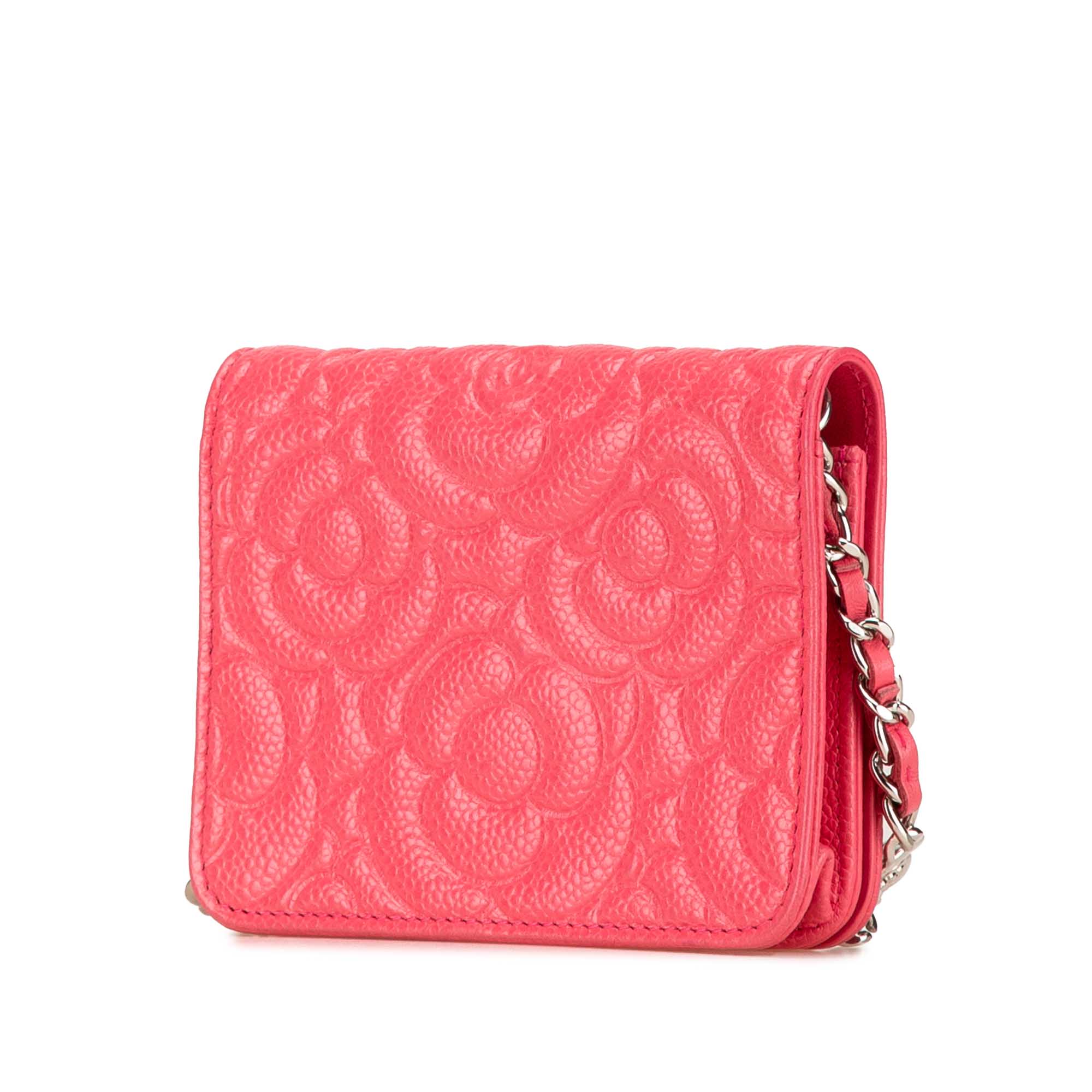 Chanel | Pre-Owned CC Caviar Camellia Wallet On Chain | Pink
