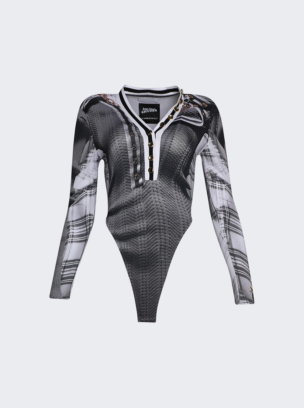 Women | Y/PROJECT X Jean Paul Gaultier | Trompe-l'oeil Cardigan Bodysuit | Grey