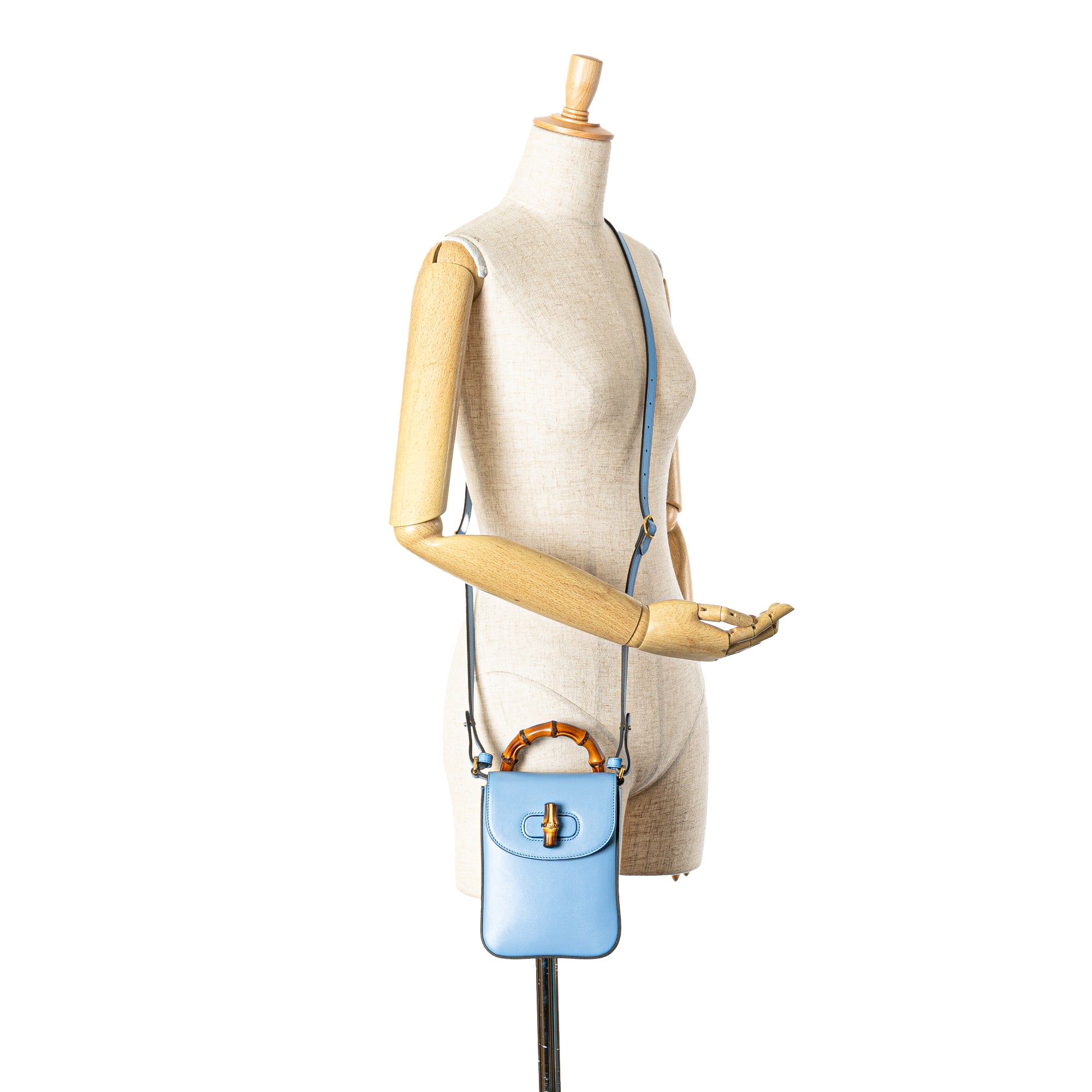 Gucci | Pre-Owned Calfskin Bamboo Top Handle Bag | Blue