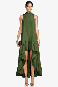 ONE33 SOCIAL | The Yolanda Olive High-Low Maxi Gown | Olive