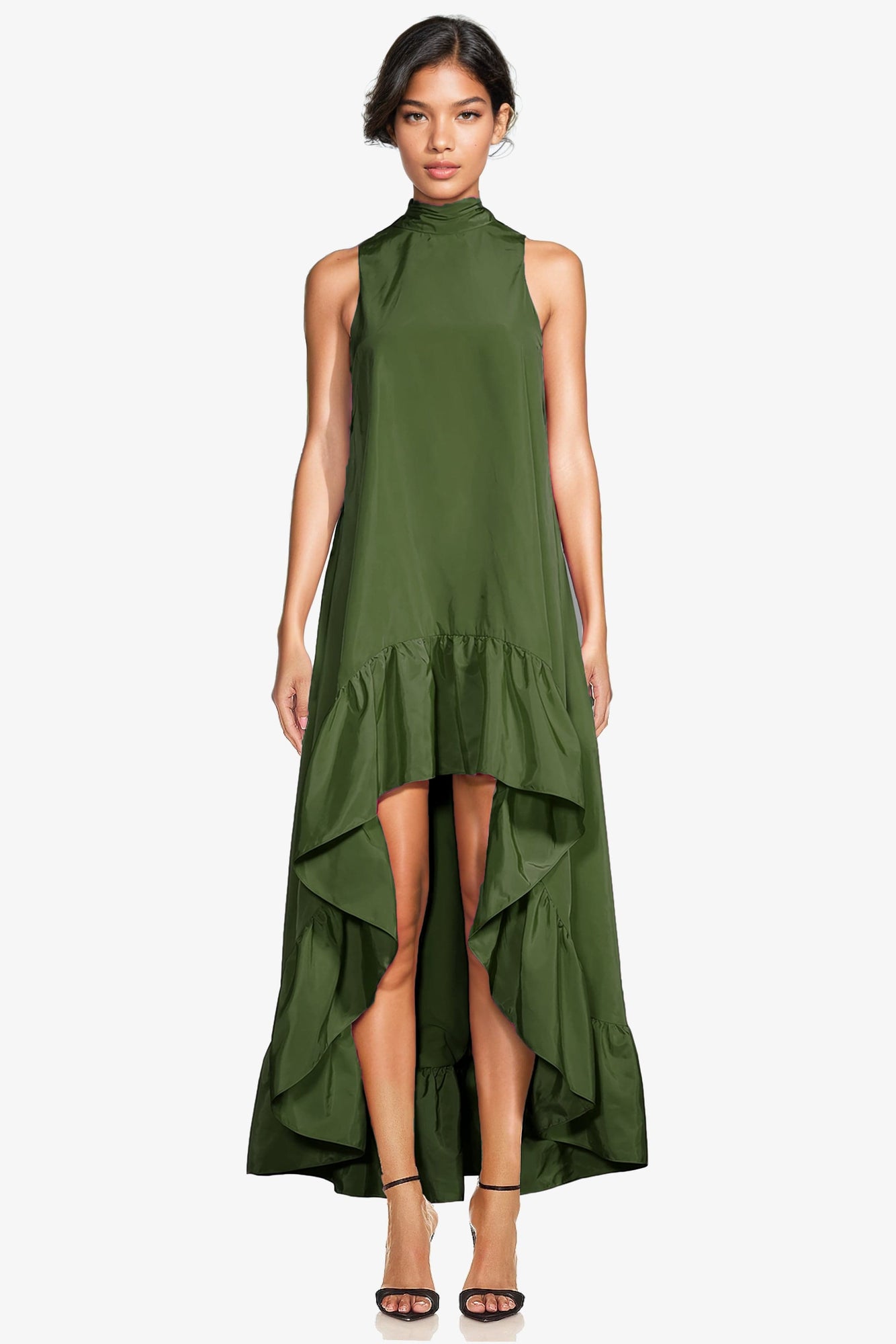 ONE33 SOCIAL | The Yolanda Olive High-Low Maxi Gown | Olive