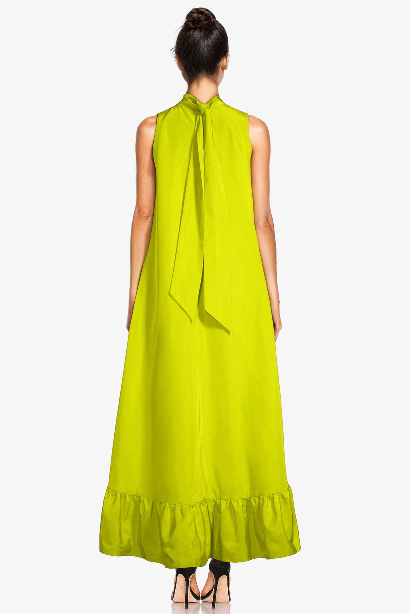 ONE33 SOCIAL | The Yolanda Bright Lime High-Low Maxi Gown | Yellow / Green