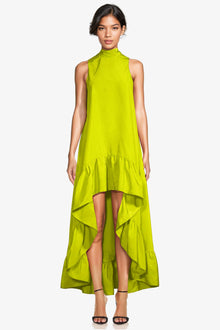 ONE33 SOCIAL | The Yolanda Bright Lime High-Low Maxi Gown | Yellow / Green