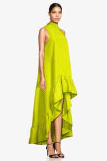 ONE33 SOCIAL | The Yolanda Bright Lime High-Low Maxi Gown | Yellow / Green