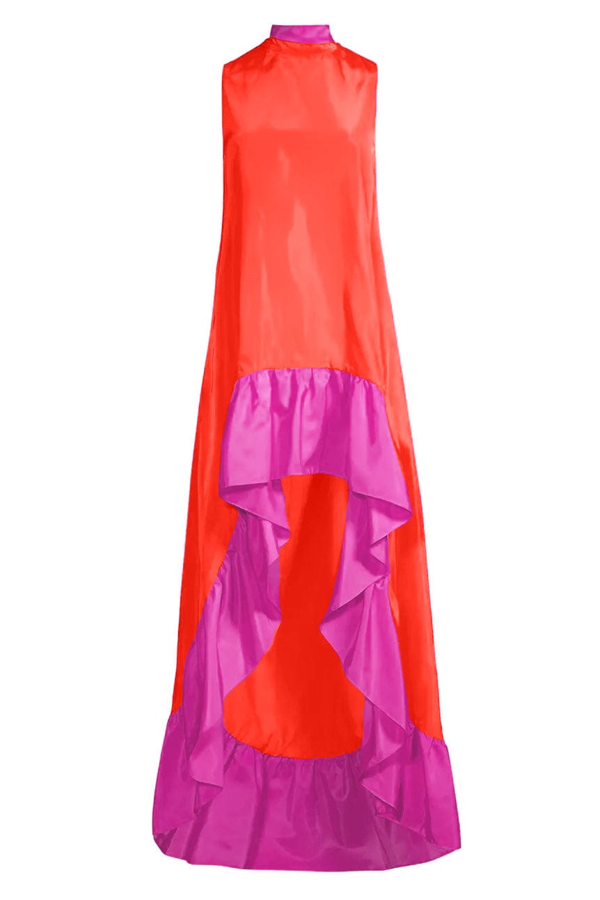 ONE33 SOCIAL | The Yolanda Fuchsia Orange High-Low Maxi Dress | Pink / Orange