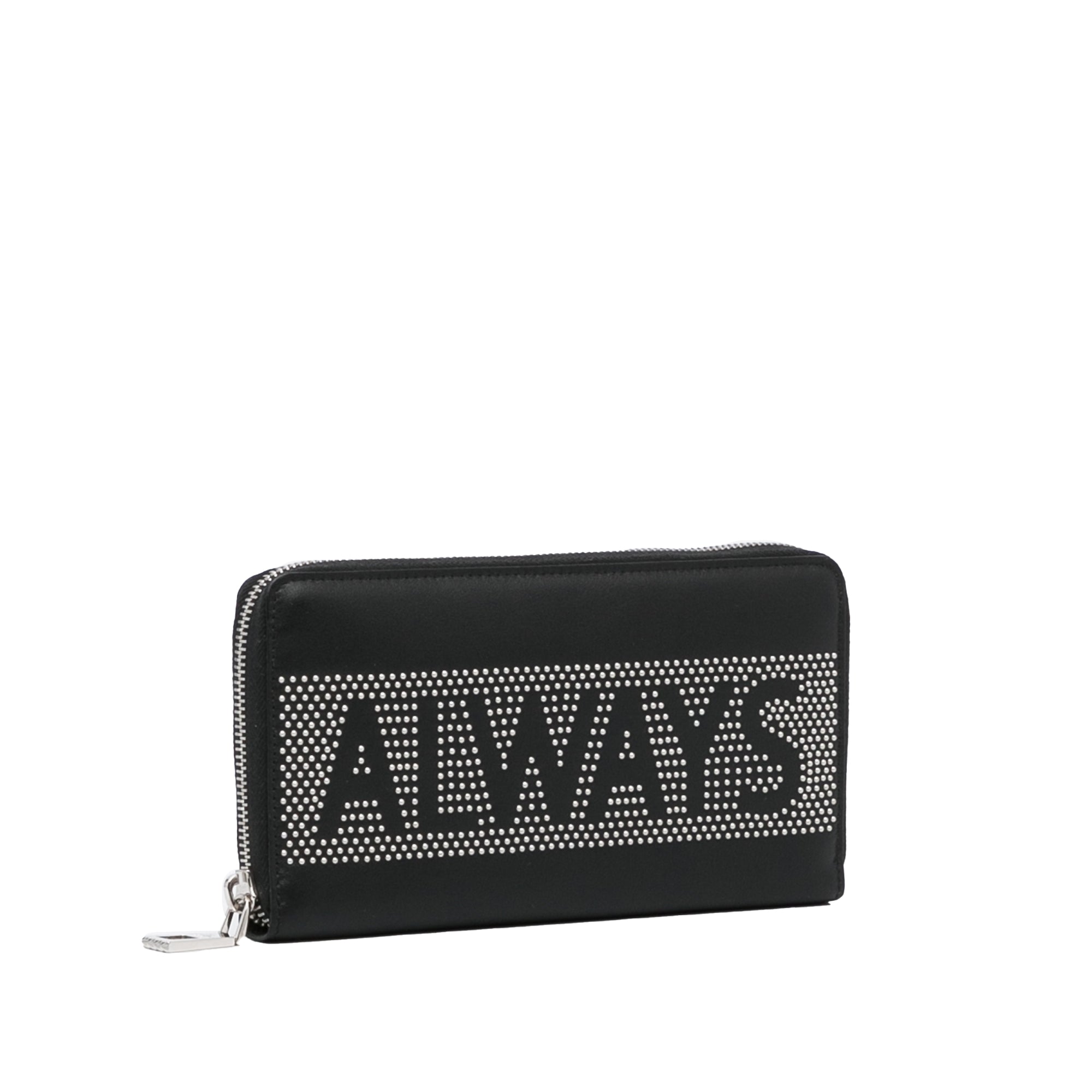 Valentino | Pre-Owned Studded Zip Around Wallet | Black