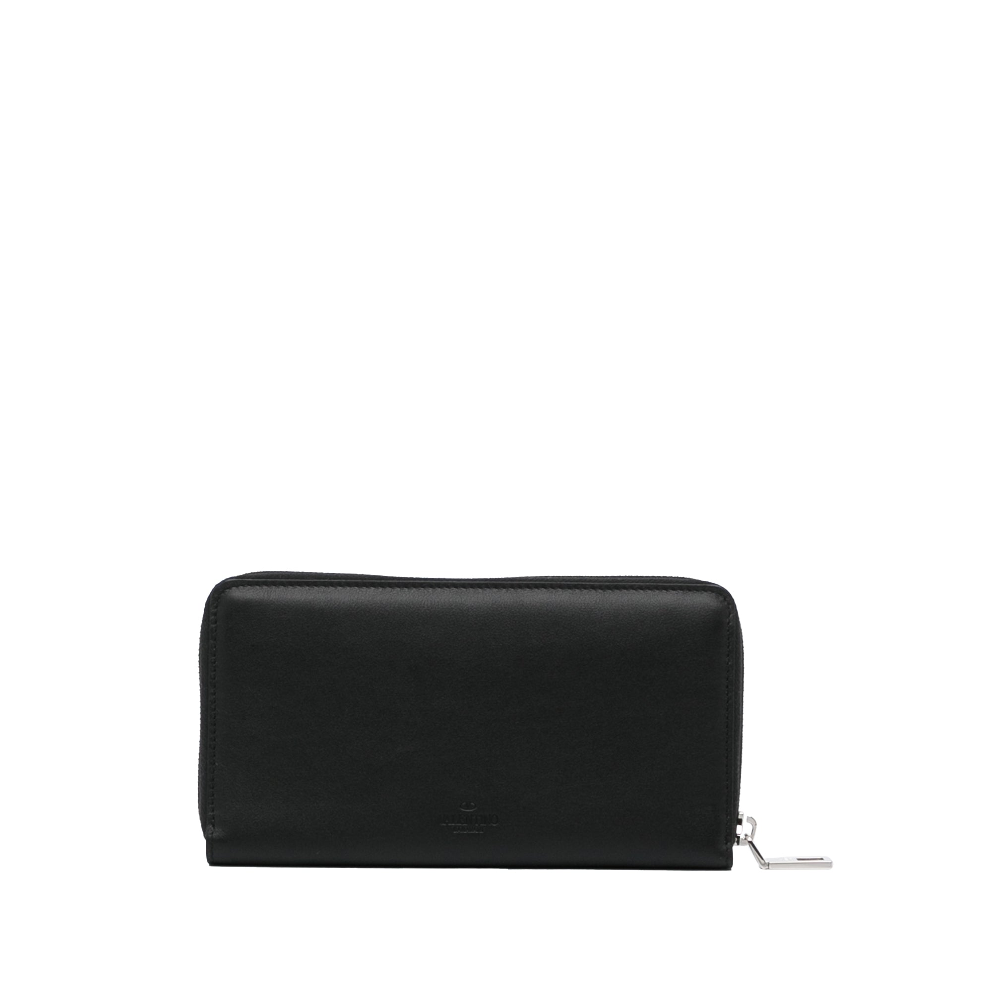 Valentino | Pre-Owned Studded Zip Around Wallet | Black