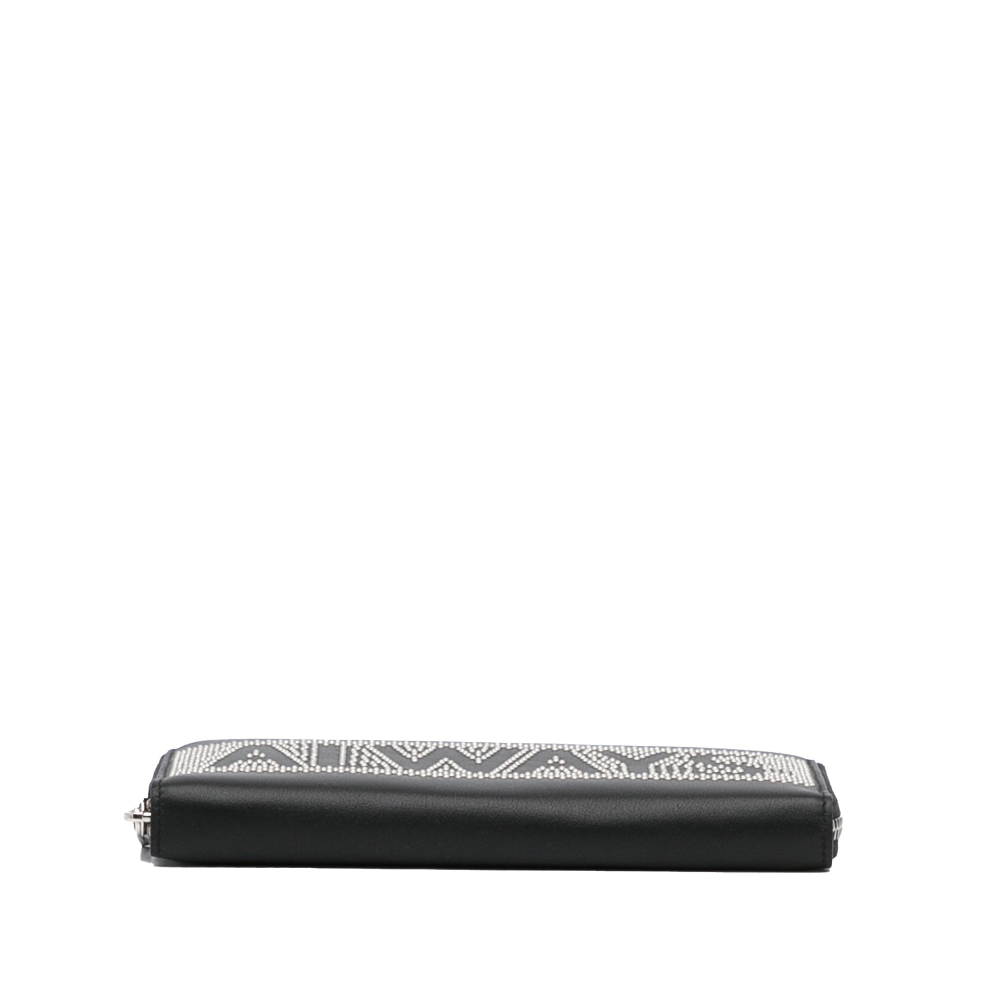 Valentino | Pre-Owned Studded Zip Around Wallet | Black