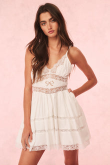 Zima Cotton Lace Bow Mini Dress | Optic White