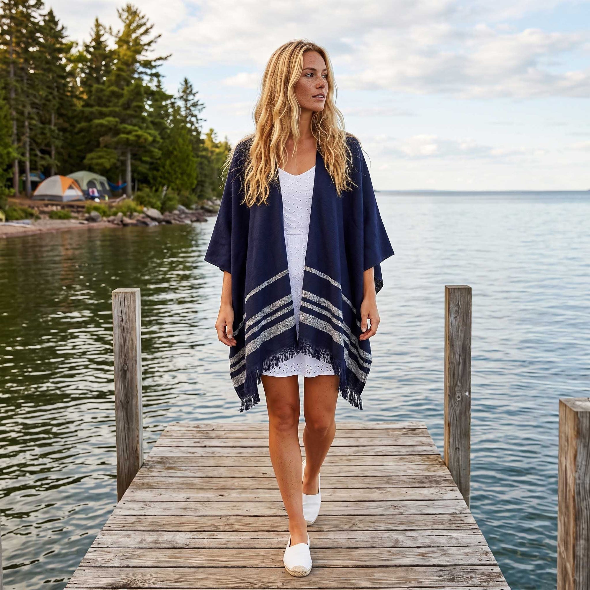 Women | Sail Kimono | Navy / Ivory