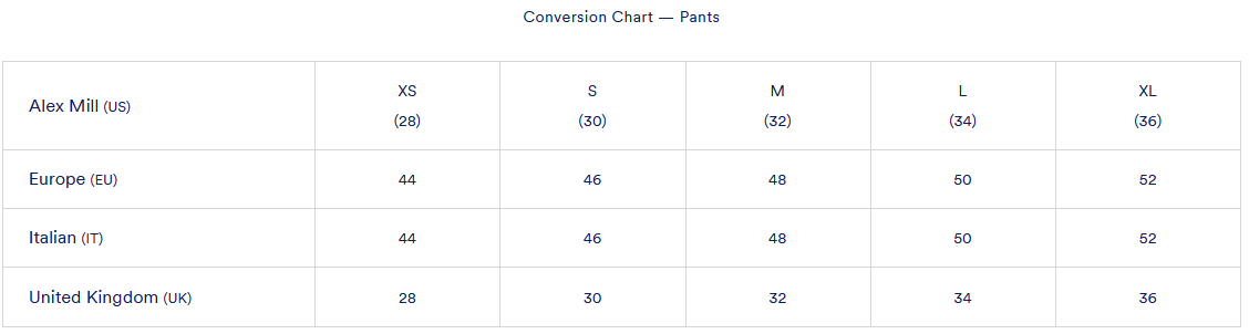 Product size guide