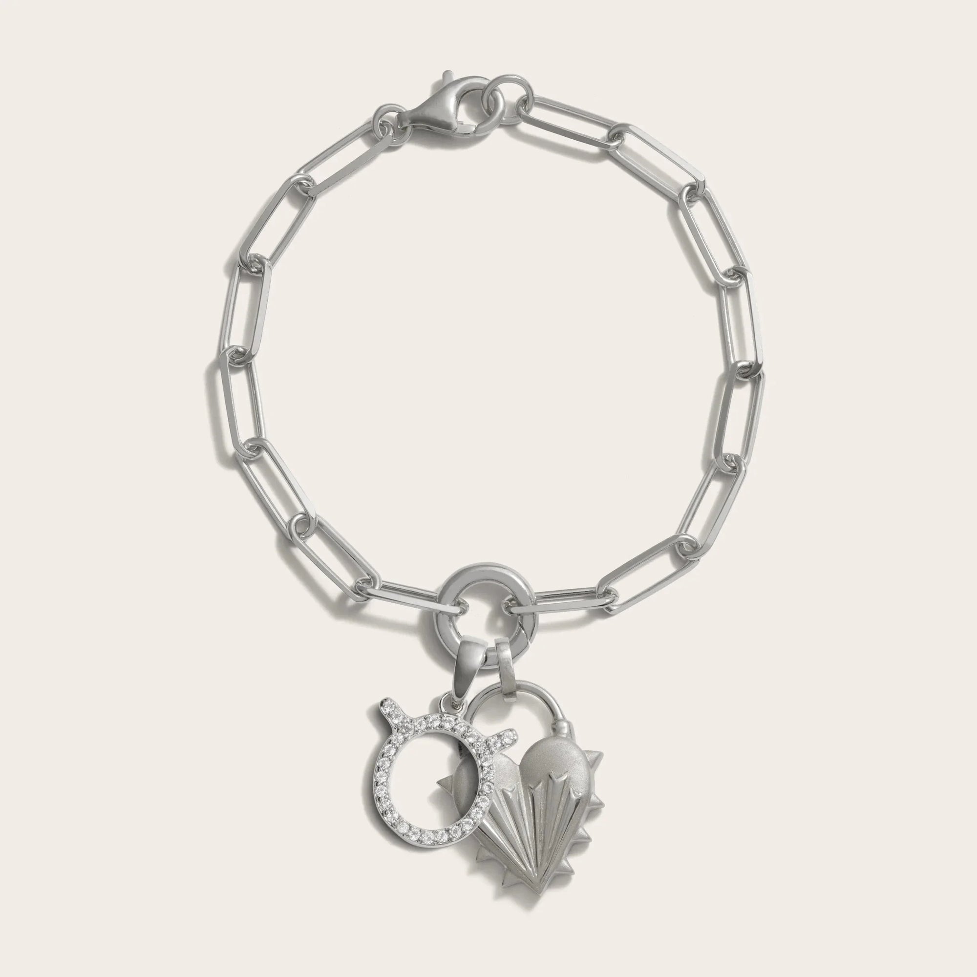 Spiked Heart Zodiac Charm Bracelet | Sterling Silver | Multi