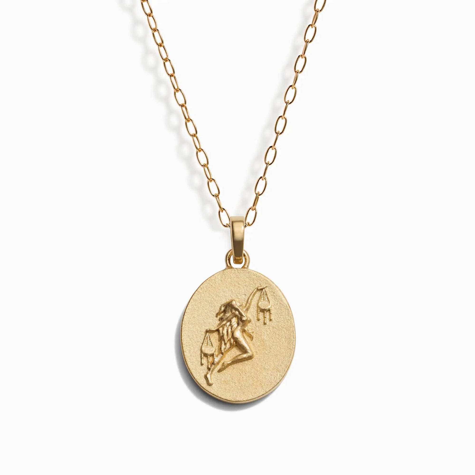 Zodiac Goddess Pendant + Mini Paperclip Chain | 14K Yellow Gold Vermeil