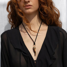 Tiger's Eye Horn Cord Charm Necklace | 14K Yellow Gold Vermeil