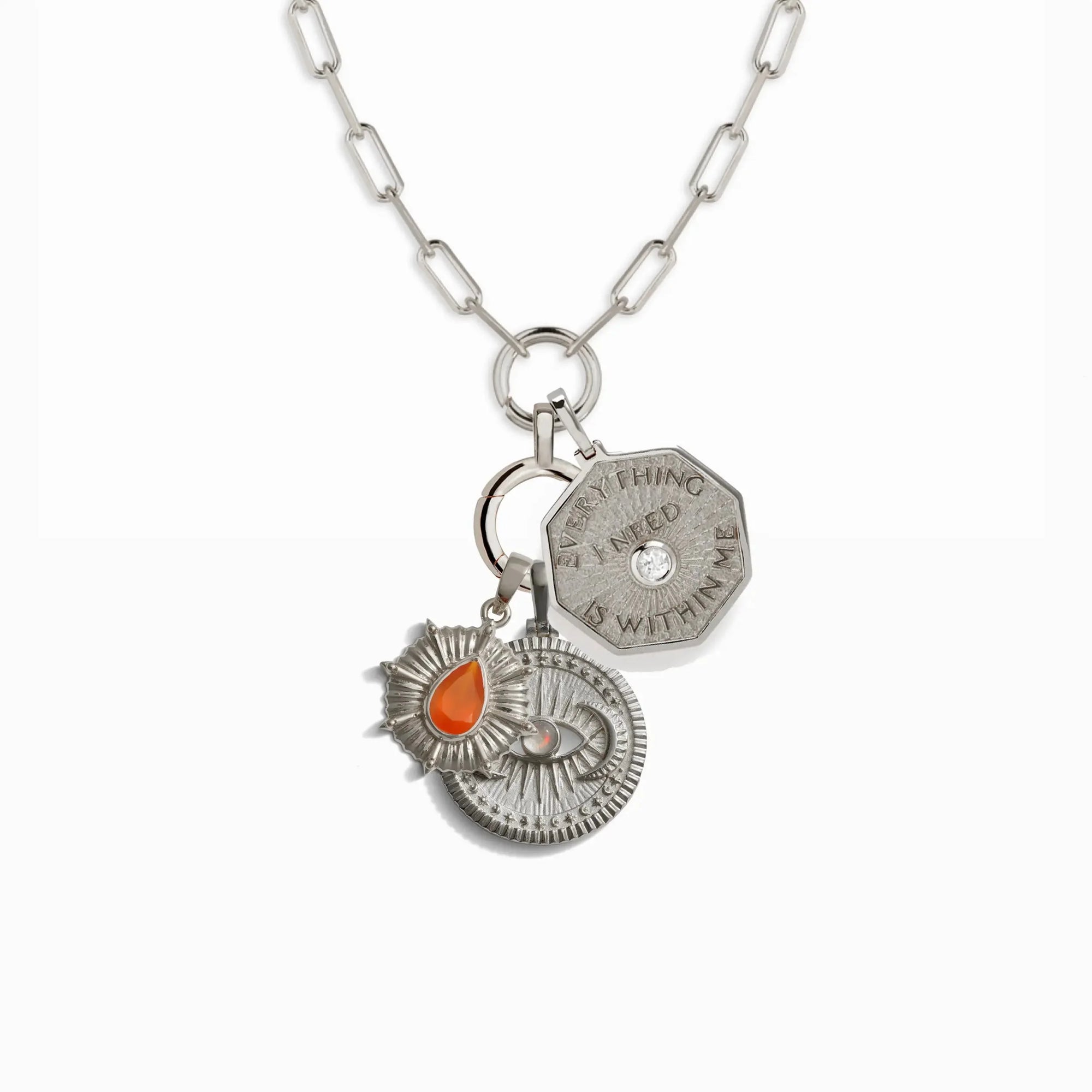 Cosmic Affirmation Charm Necklace | Sterling Silver | Multi