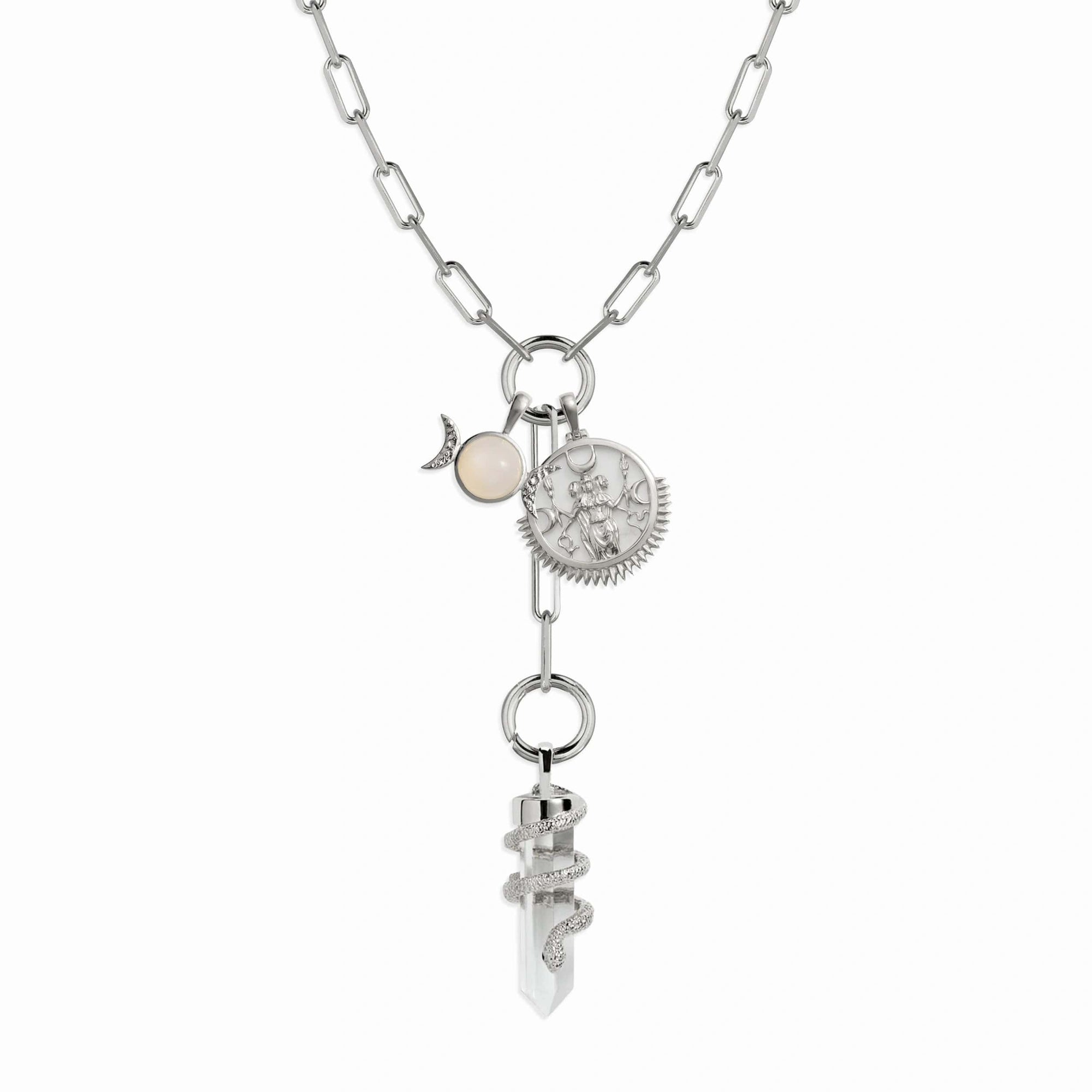 Witch Goddess Charm Lariat | Sterling Silver