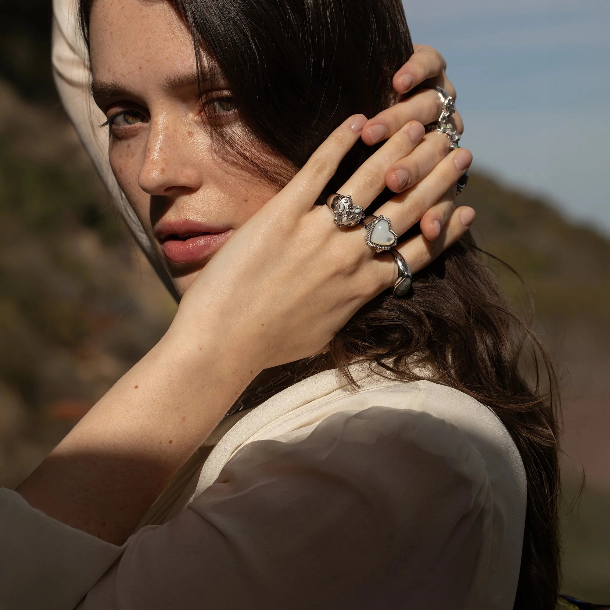 White Radiant Heart Ring | Sterling Silver