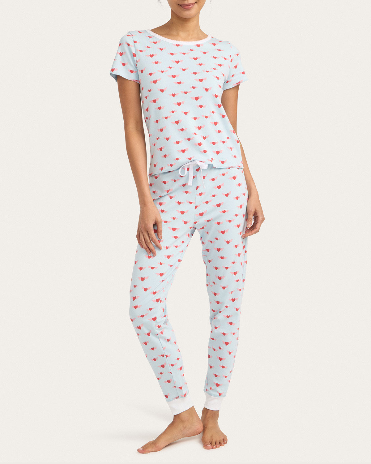 Womens | Baby Jean Jogger Set - Angel Hearts | Sky