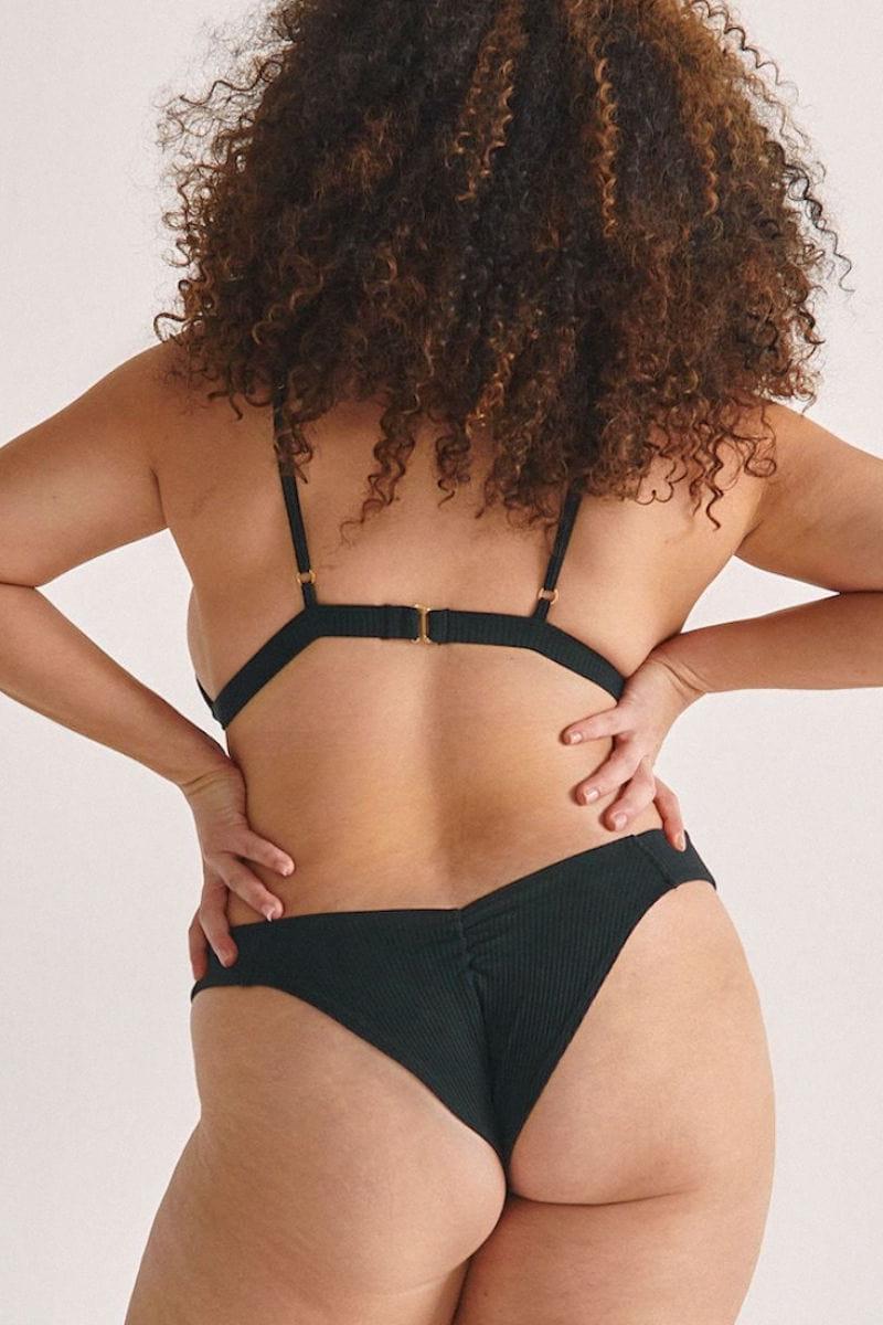 Added Coverage Uno Bikini Bottom | Black Rib