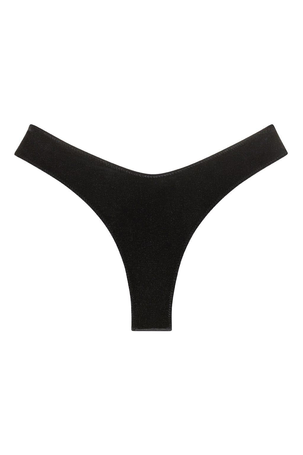 Added Coverage Lulu Zig Zag Stitch Bikini Bottom | Black Velvet