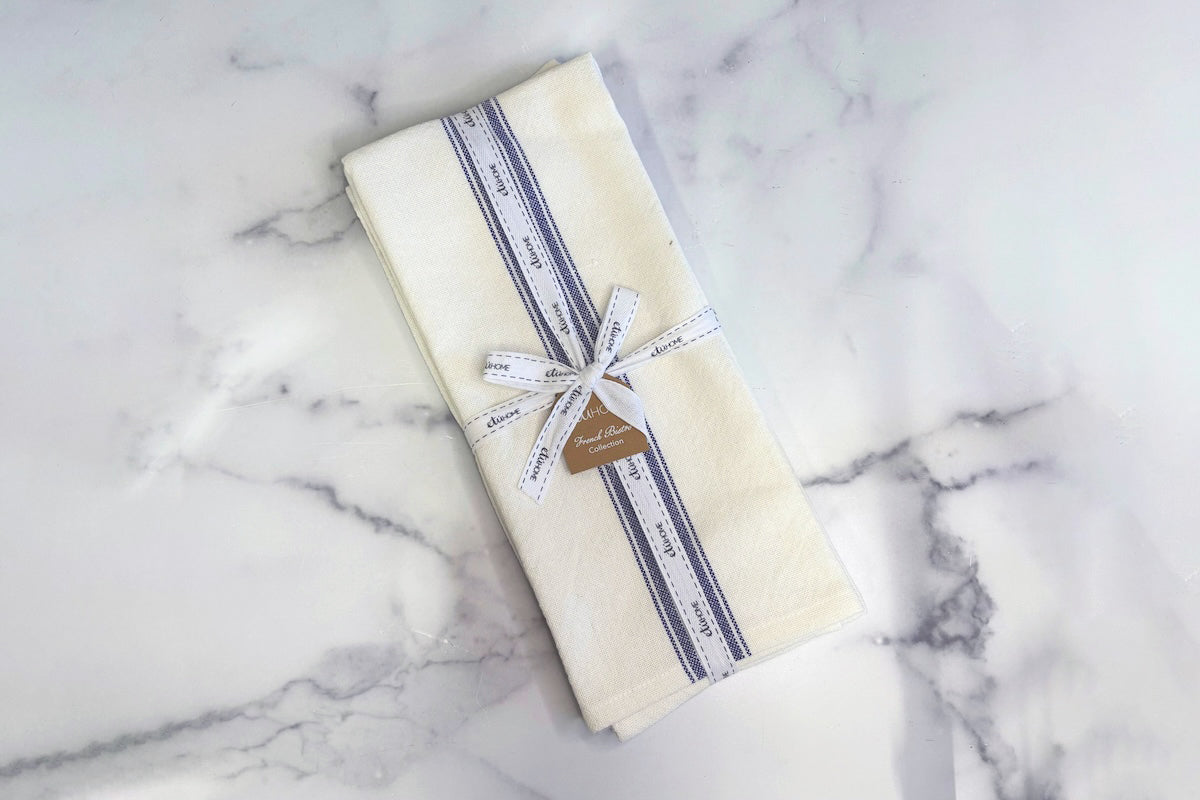 Kitchen Tea Towel | Vintage Navy Blue Stripe | Set of 2