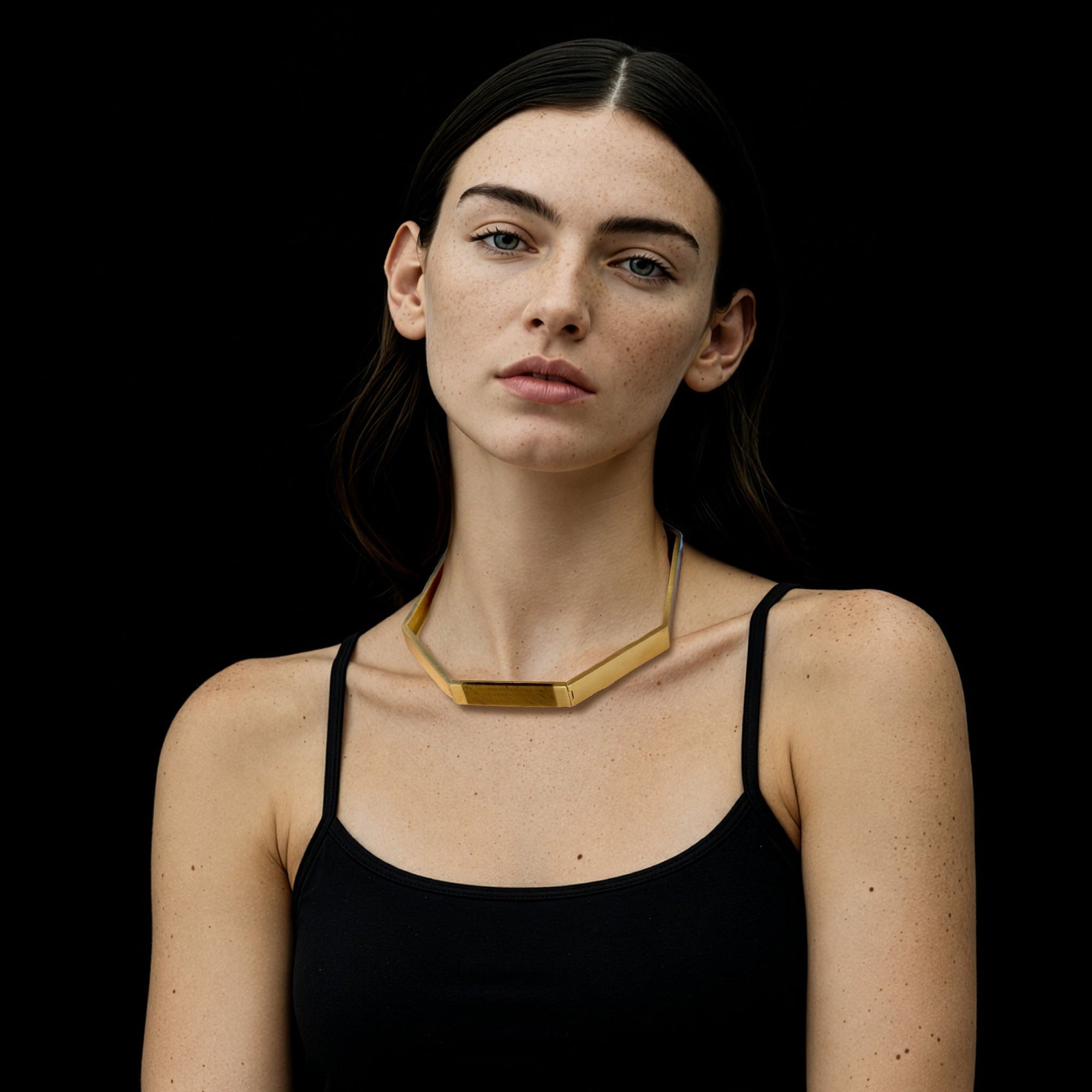 Collider Necklace | Recycled Brass | Tiger's Eye