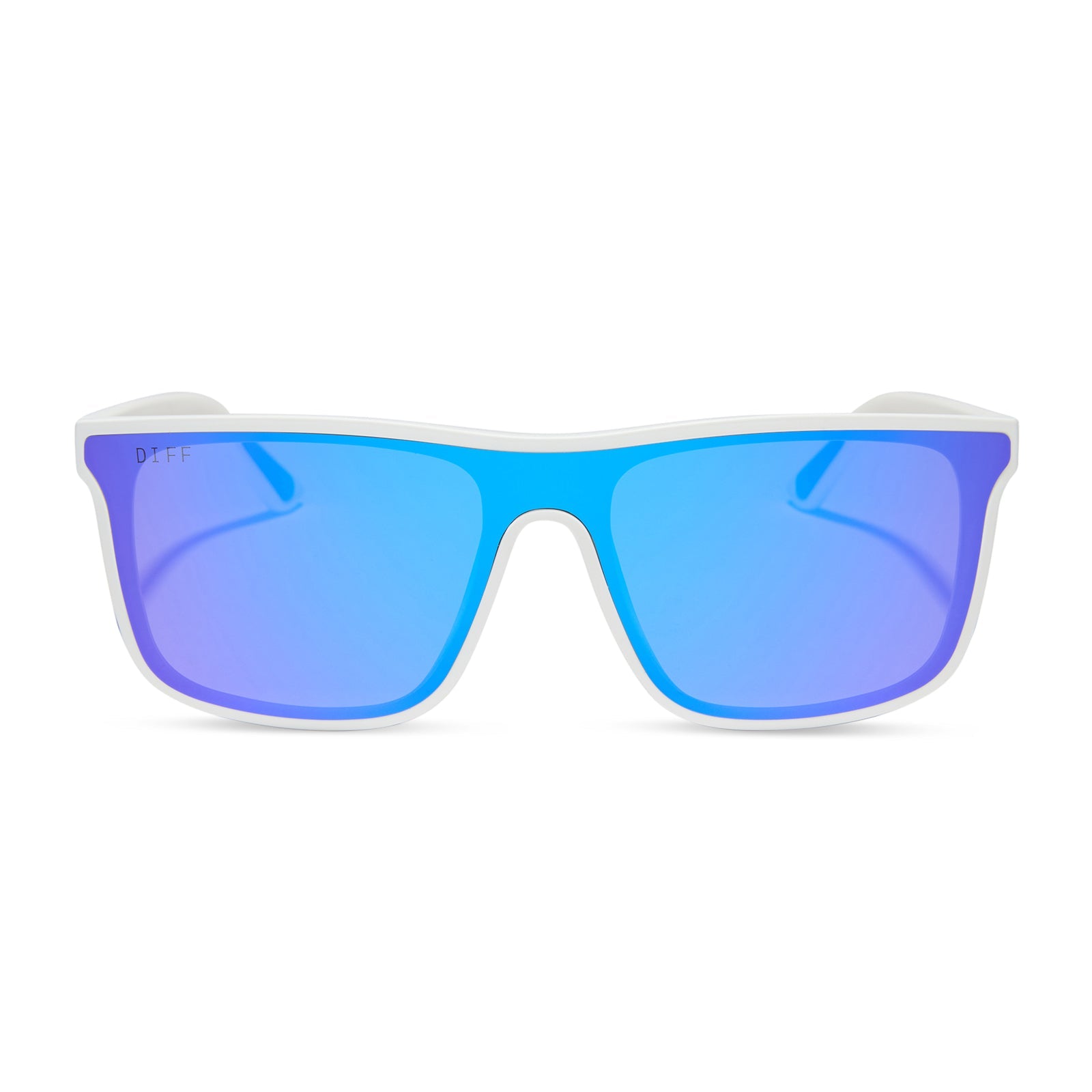 Unisex | Flash Sunglasses | Matte White | Purple Polarized Lenses