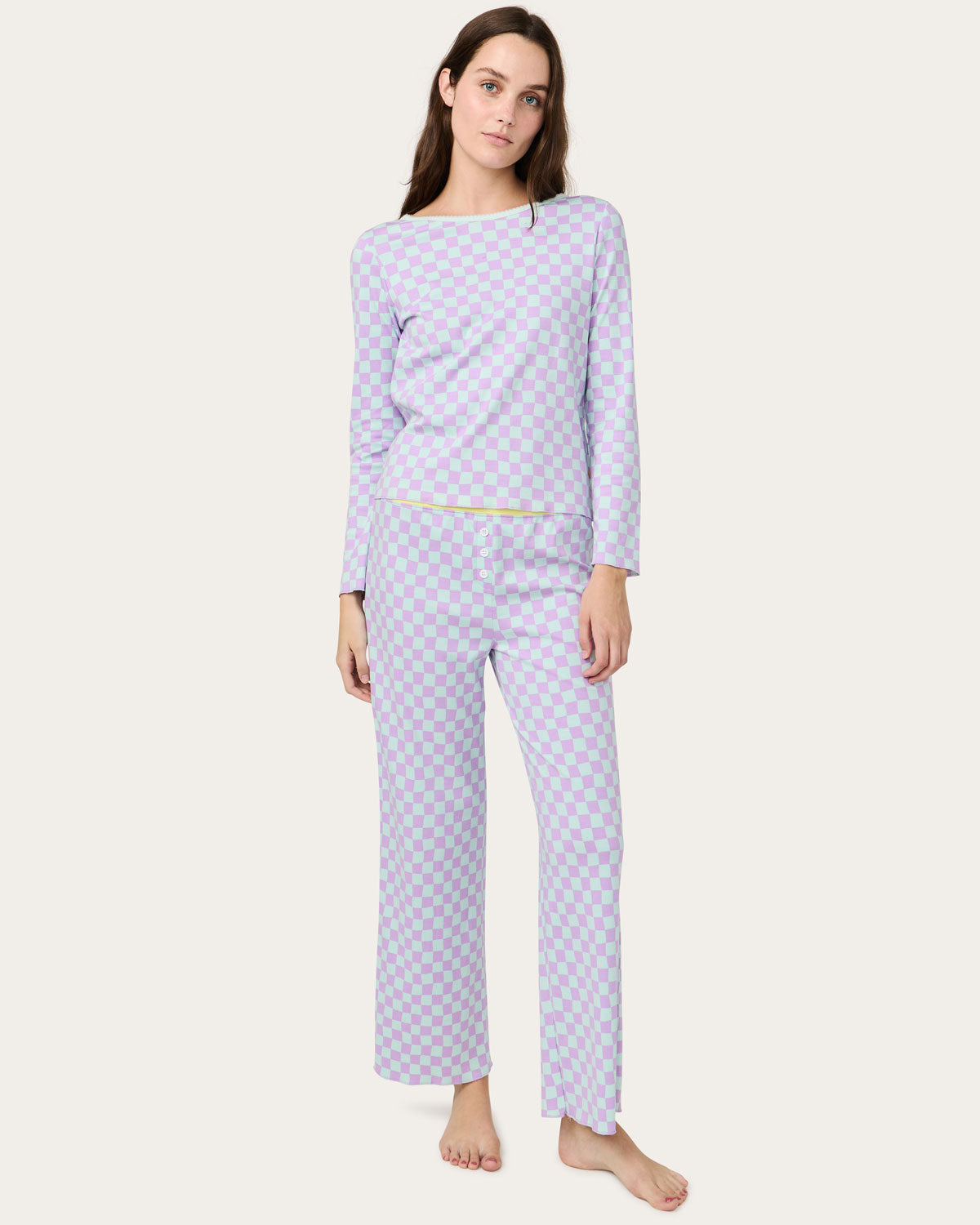 Womens | Ellie Pajama Set - Checkers | Ultra Violet
