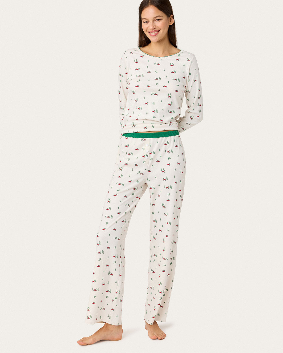 Womens | Ellie PJ Set in Big Red Trucks | Snow