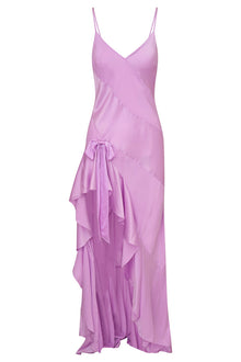 Mallee Satin Asymmetrical Dress | English Lavender