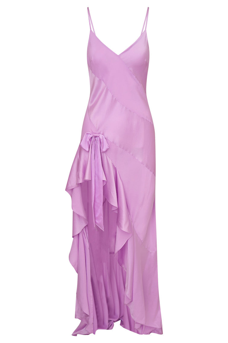 Mallee Satin Asymmetrical Dress | English Lavender
