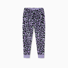 Sherpa Fleece Lounge Joggers | Lavender Leopard