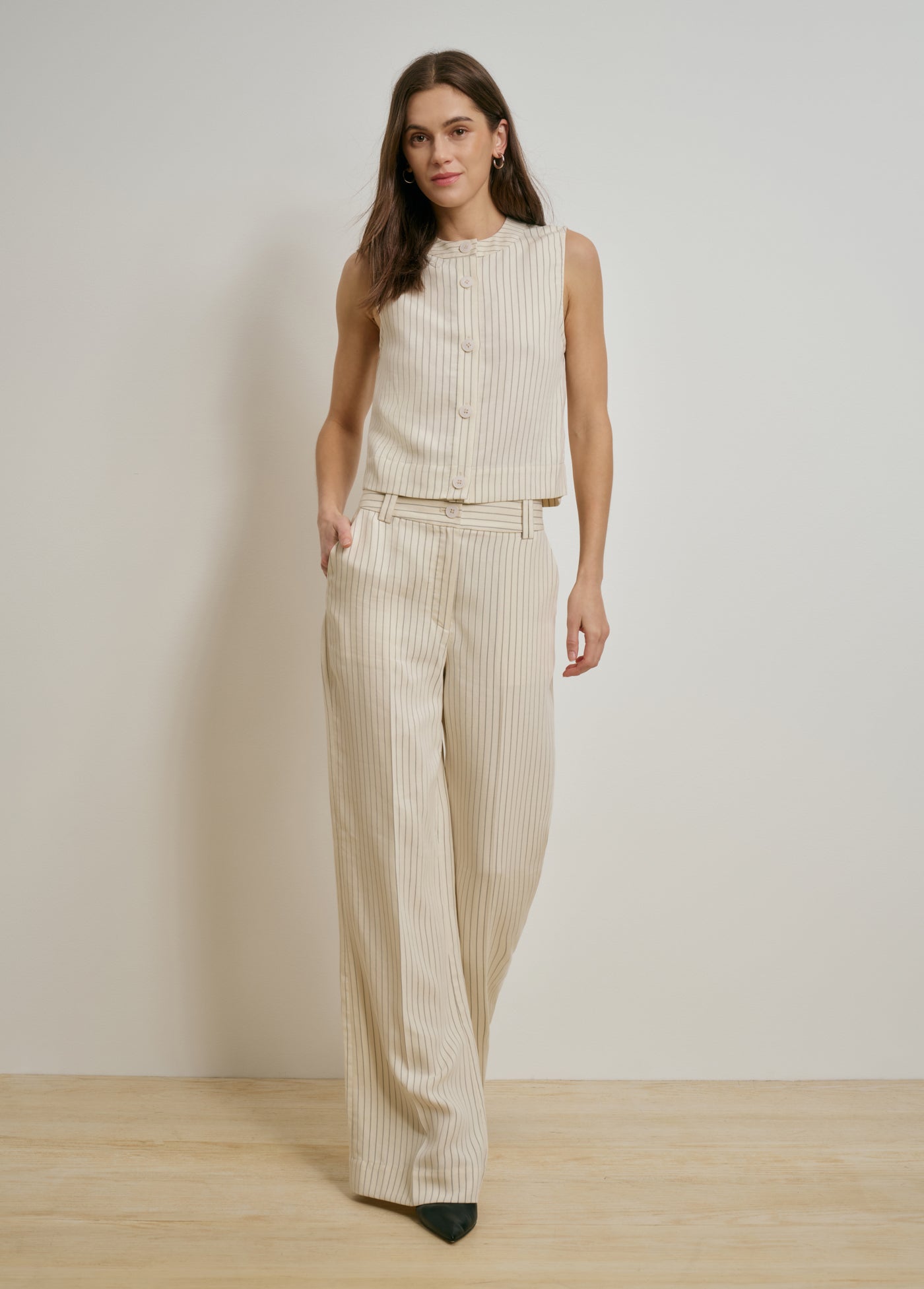 cream pinstripe