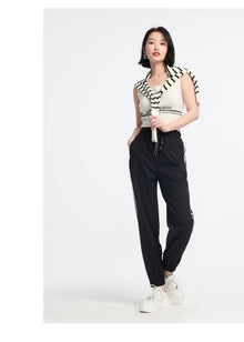 high-waisted tapered pants | Black