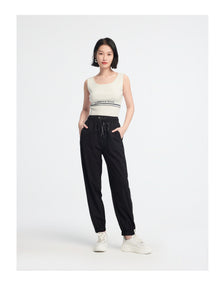 high-waisted tapered pants | Black
