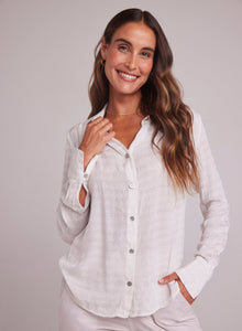 Pleated Button Down Shirt |Soft Alabaster